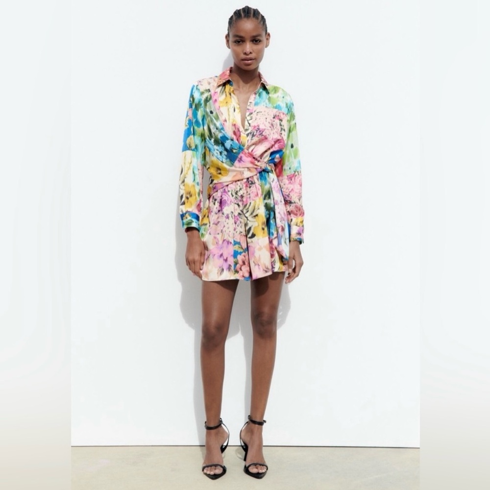 ZARA Floral Front-Tie Romper